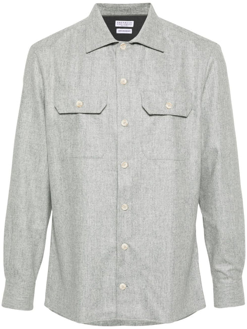 mélange-effect wool shirt